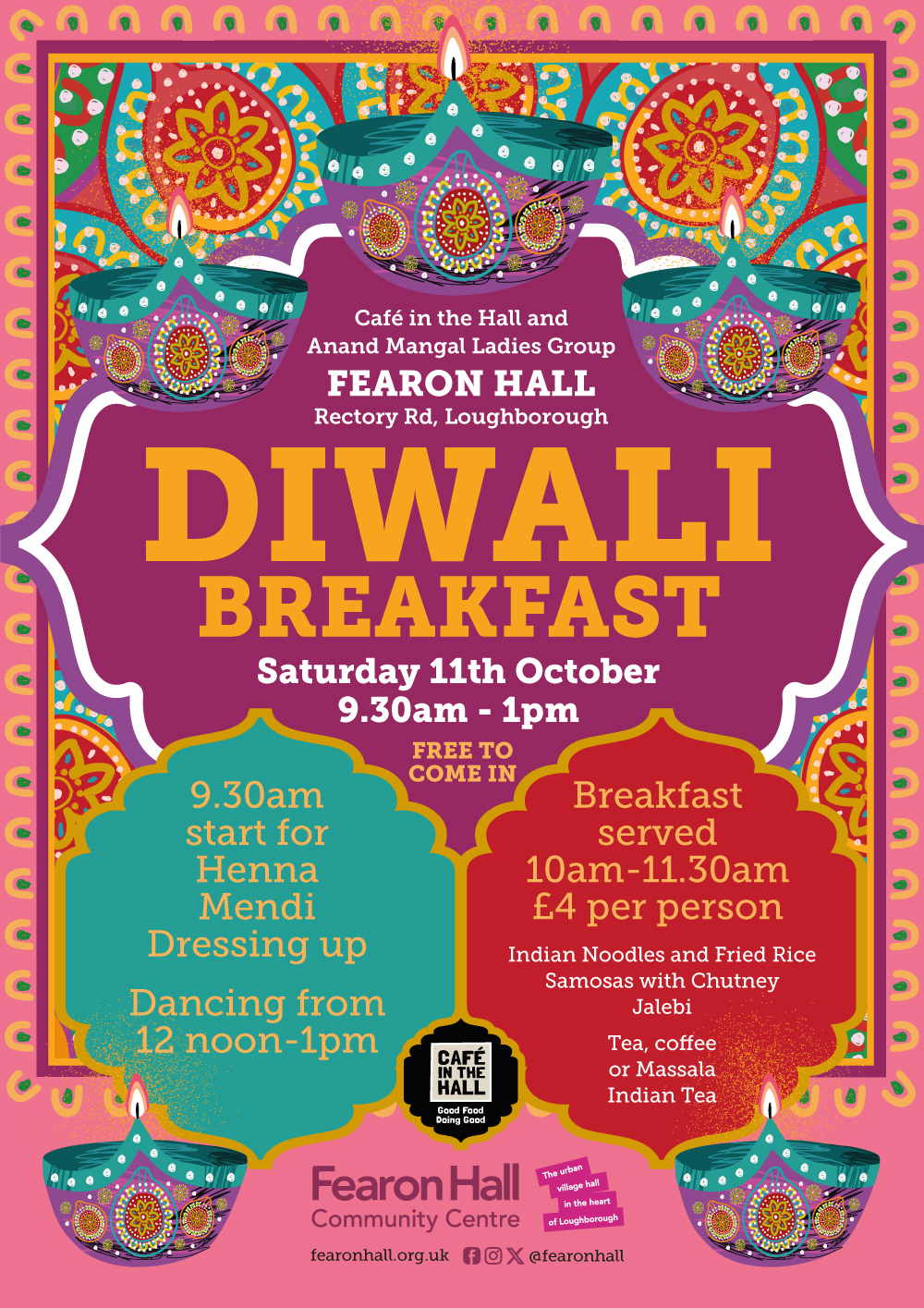 Divali Breakfast at Fearon Hall. Saturday 11th October, 9.30am - 1pm.