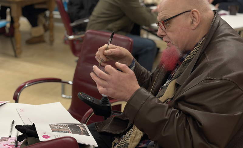 A picture of Darryl Gough (Chair of Trustees, FCA) at the Future Fearon neighbourhood meeting on 26th February 2026.