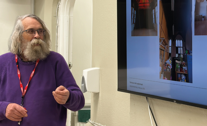 A picture of Richard Thorpe (architect) presenting at the Future Fearon neighbourhood meeting on 26th February 2026.