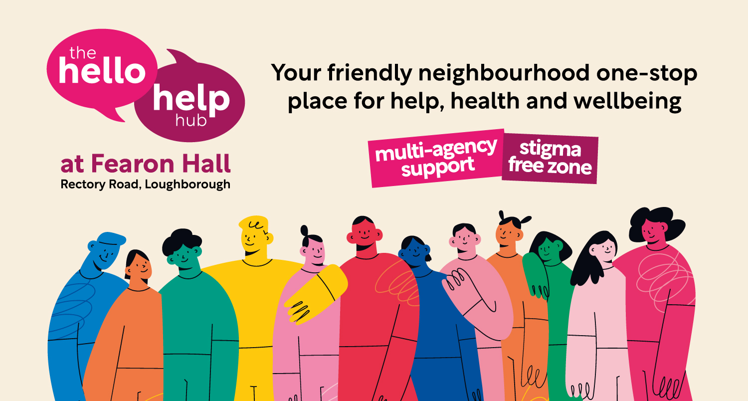 An image showing The Hello Help Hub at Fearon Hall branding