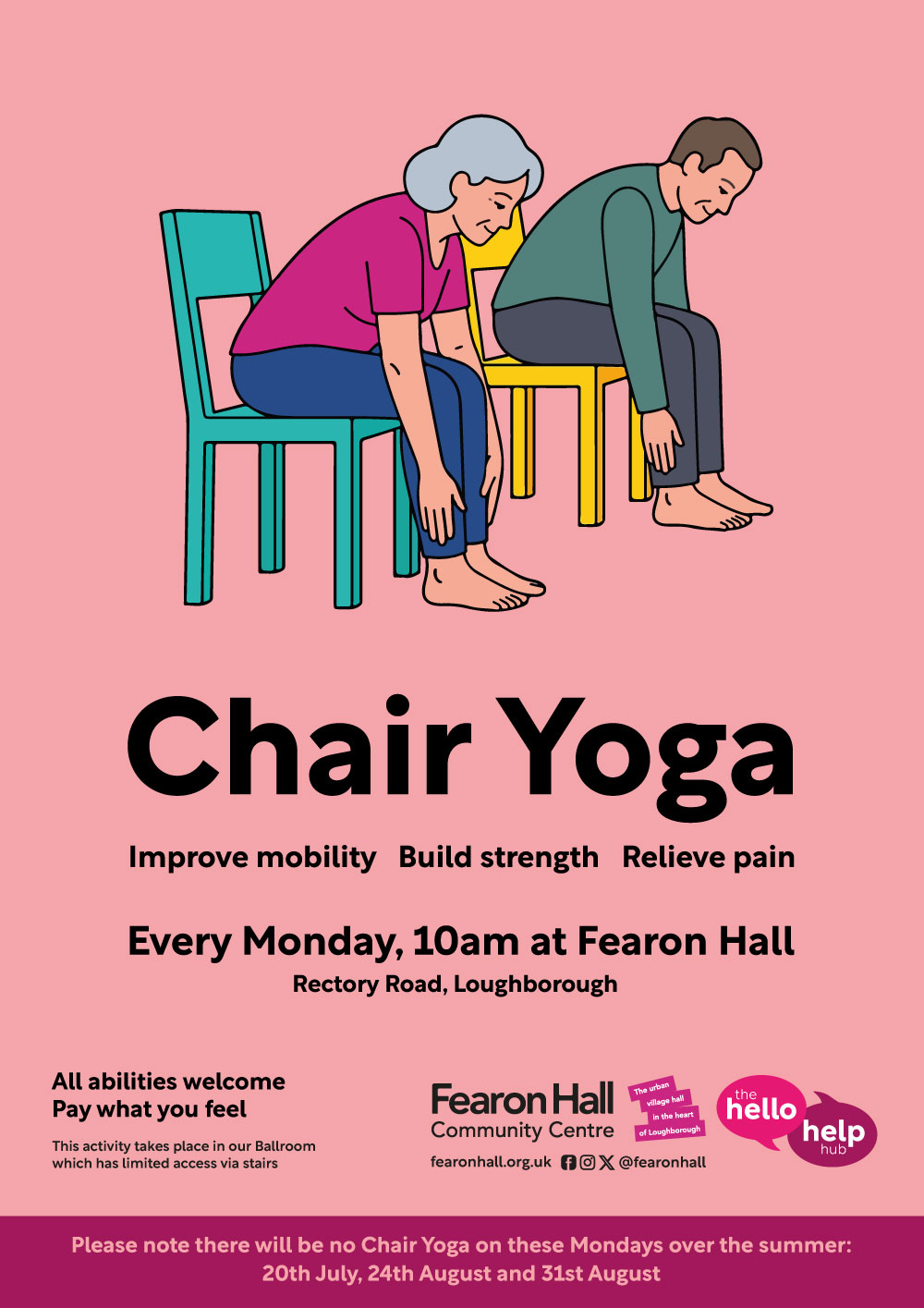 Chair Yoga every Monday at 10am - Improve mobility, Build strength, Relieve pain