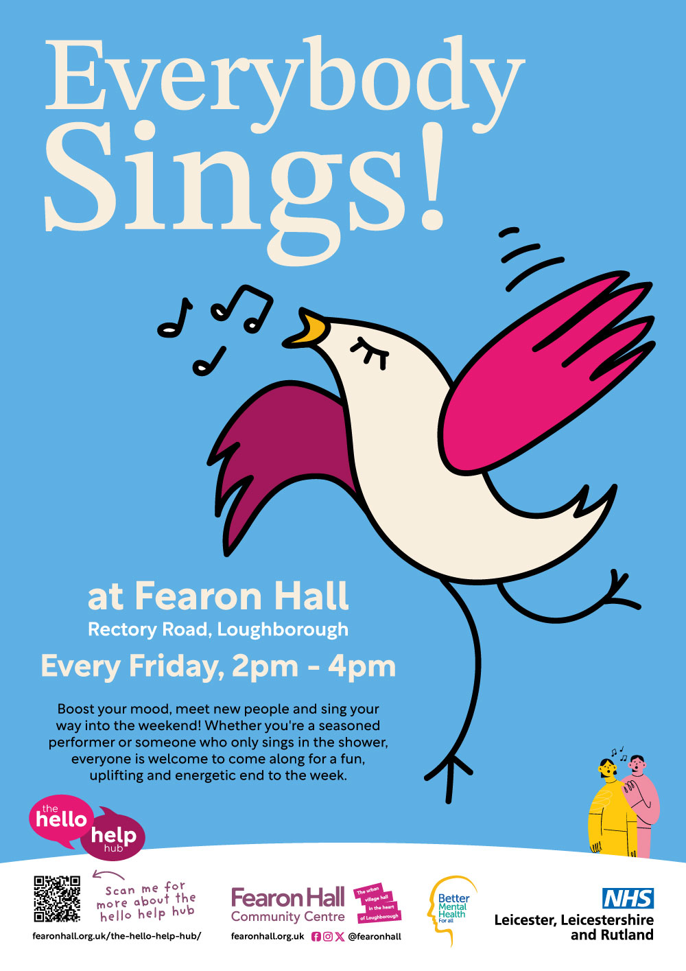 Everybody Sings! Every Friday 2pm - 4pm at Fearon Hall. Boost your mood, meet new people and sing your way into the weekend.